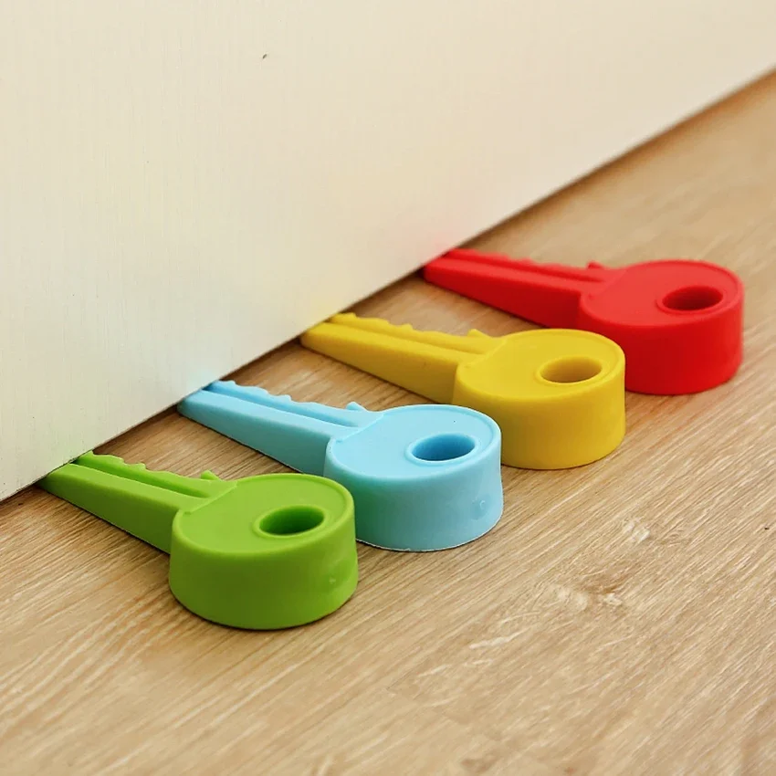 Silicone door stopper with round hole Key shaped Security Guard Stopper Door Stop Wedge Slope design for door seam 0.4-2cm