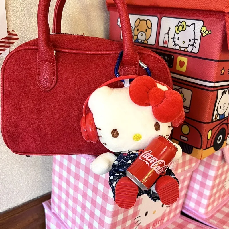Sanrio cartoon hello kitty boneca de pelúcia chaveiro pingente mochila diária acessórios de moda personalizados presente de festival infantil