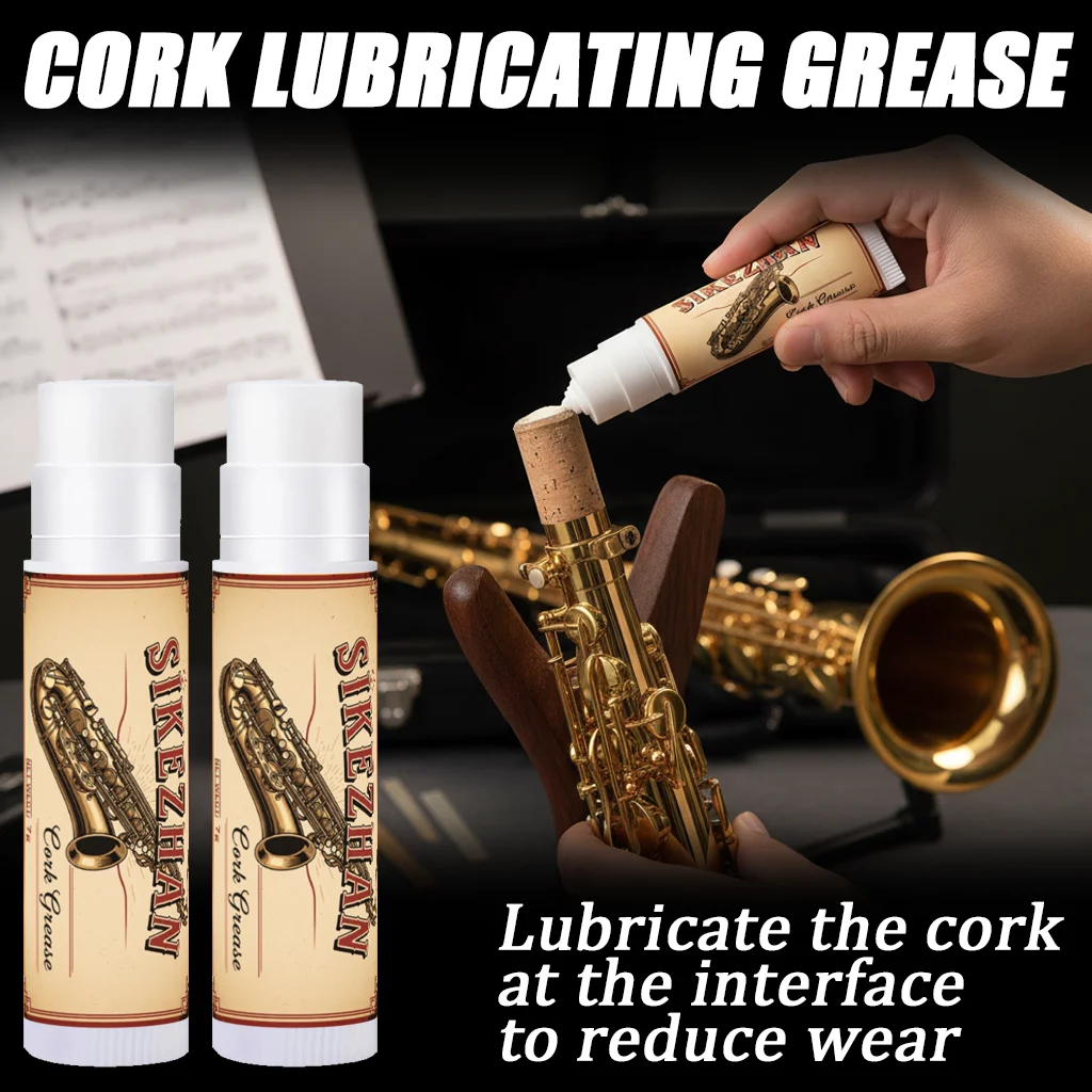Professional Saxophone Cork Grease, Smooth Mouthpiece & Neck Tenon Fit, Prevent Drying/Cracks, Low Odor, Pocket Stick