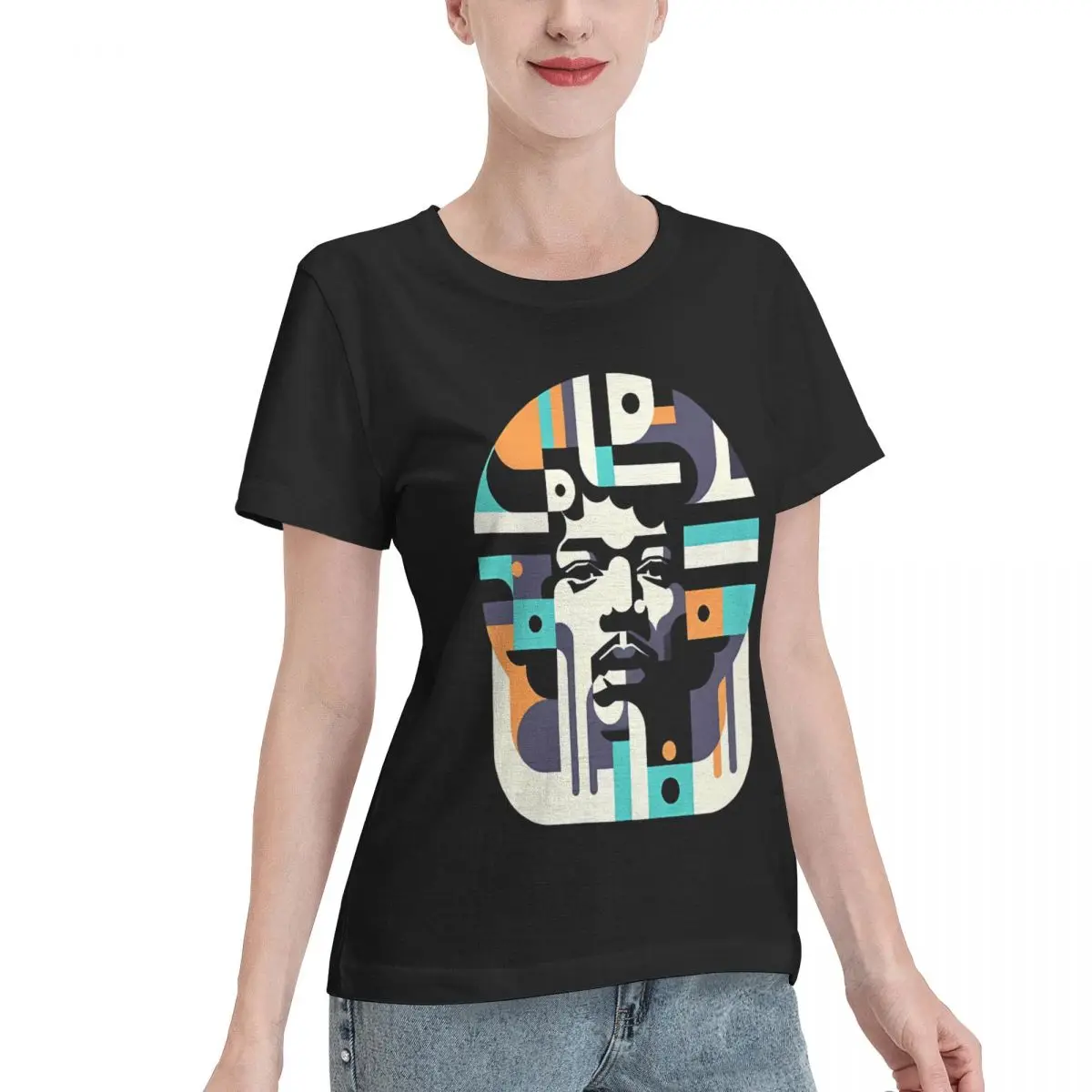 Free Matching Abstract Guitar Legend - Jimmy Hendrix Women's T-shirt Vintage Home Casual Tee