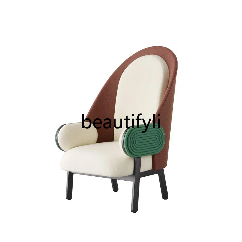 

Nordic art contrasting color single sofa chair simple modern light luxury creative color moon leisure chair