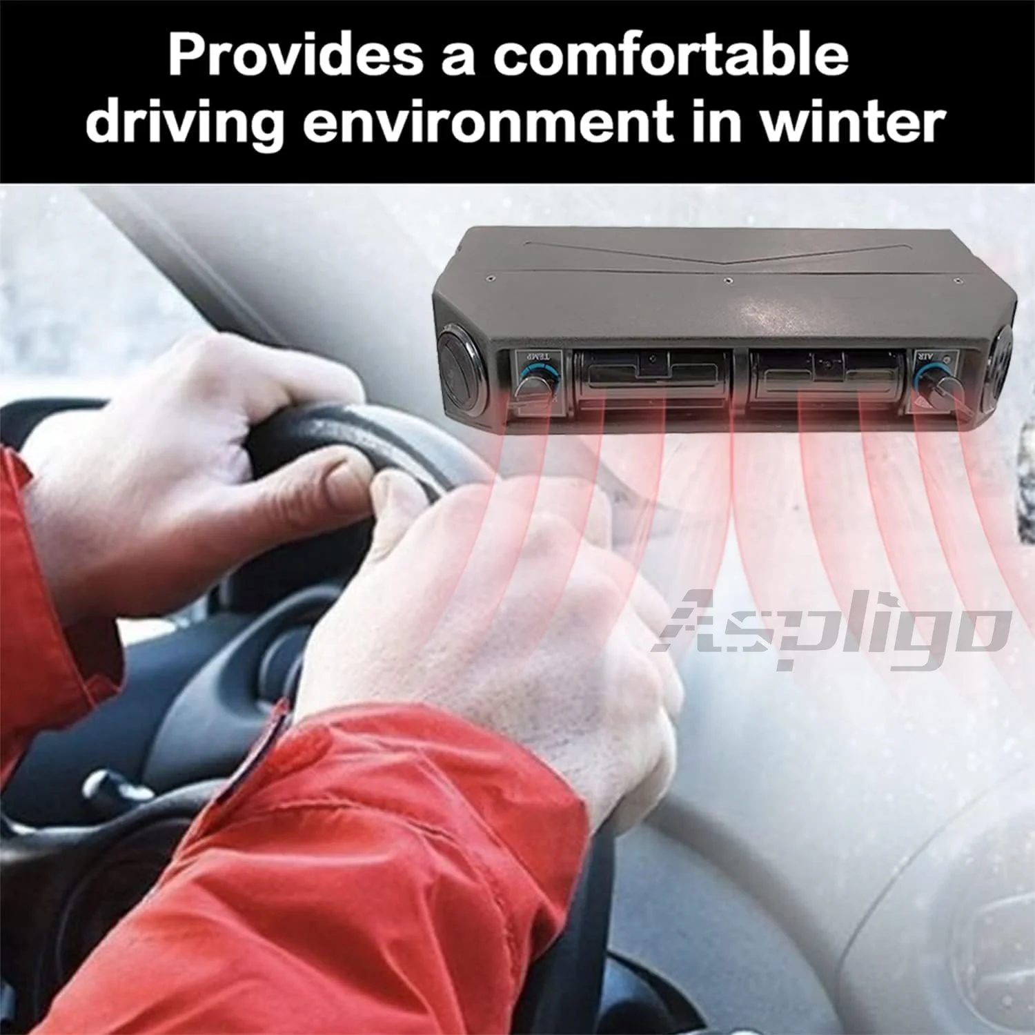 Aspligo Car Electric Air Conditioner 12v 24v Heat and Cool Universal Truck Bus Camper Van Compressor Underdash Air Conditioning