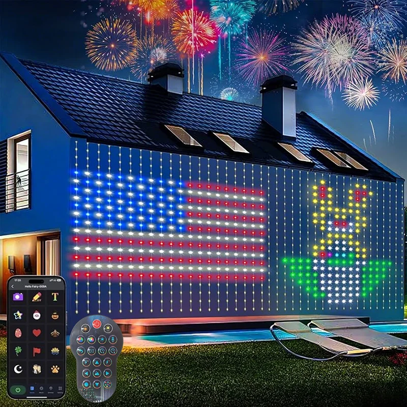 أضواء الستار الذكية RGB الستار سلسلة أضواء الجنية مع جهاز التحكم عن بعد والتحكم في التطبيق LED أضواء الحفلات لحفل الزفاف/عيد الحب/عيد الميلاد