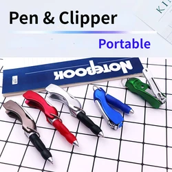 Protable Ballpoint Pens with Nail Clipper Key Chain Refill Folding Pen Metal Short Clipper Student Office School Writing Supply