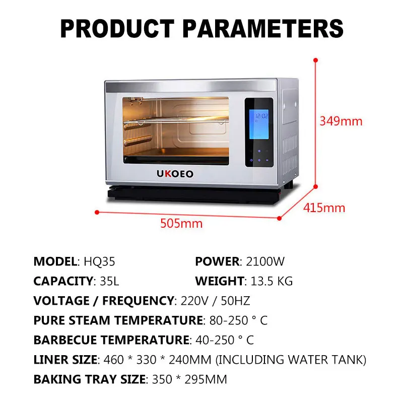 家庭用インテリジェント電気オーブン,大容量,40l