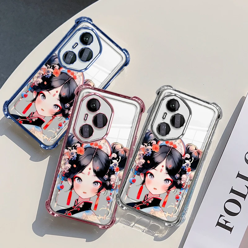 Plating Protective Cover For Honor 400 Pro 400 Lite Smart Case Flxebile TPU Four-corner Shockproof Person Pattern Fundas