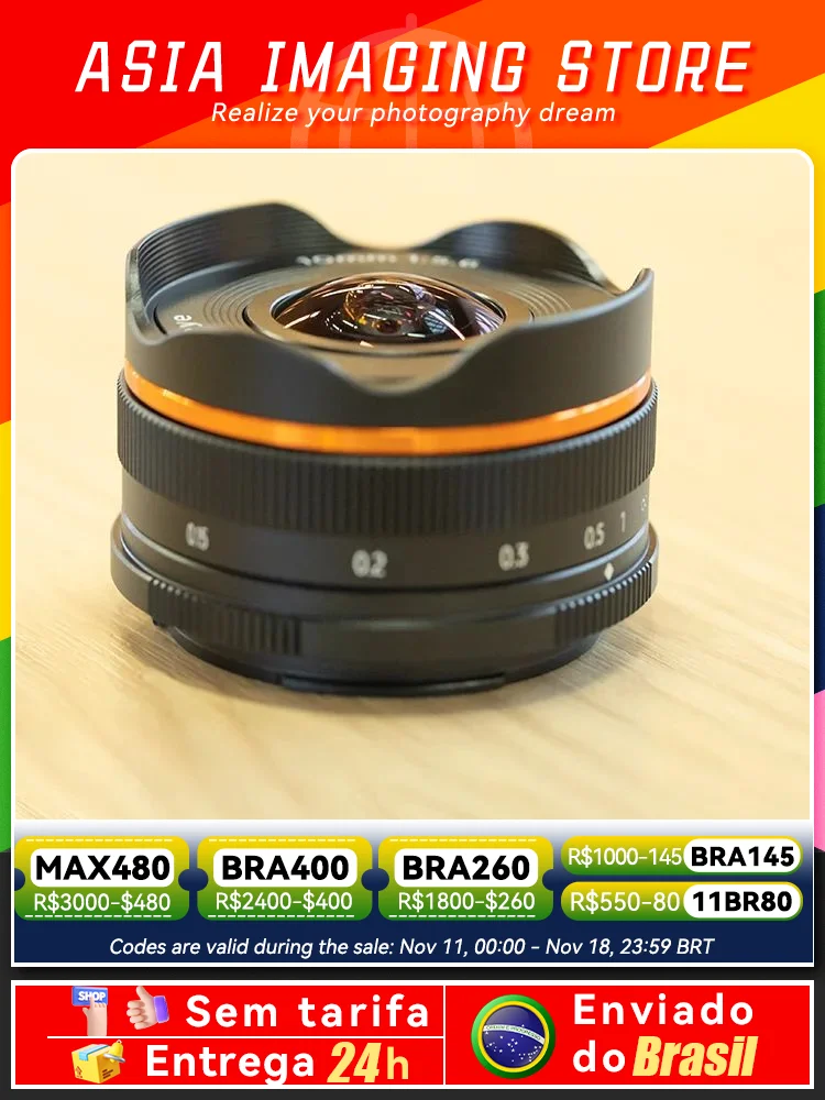 【 Do Brasil 】 Brightin Star 10mm F5.6 Fisheye Wide Angle APS-C Mirrorless Camera Lens for Sony Canon RF Nikon Z Fuji 10 5.6