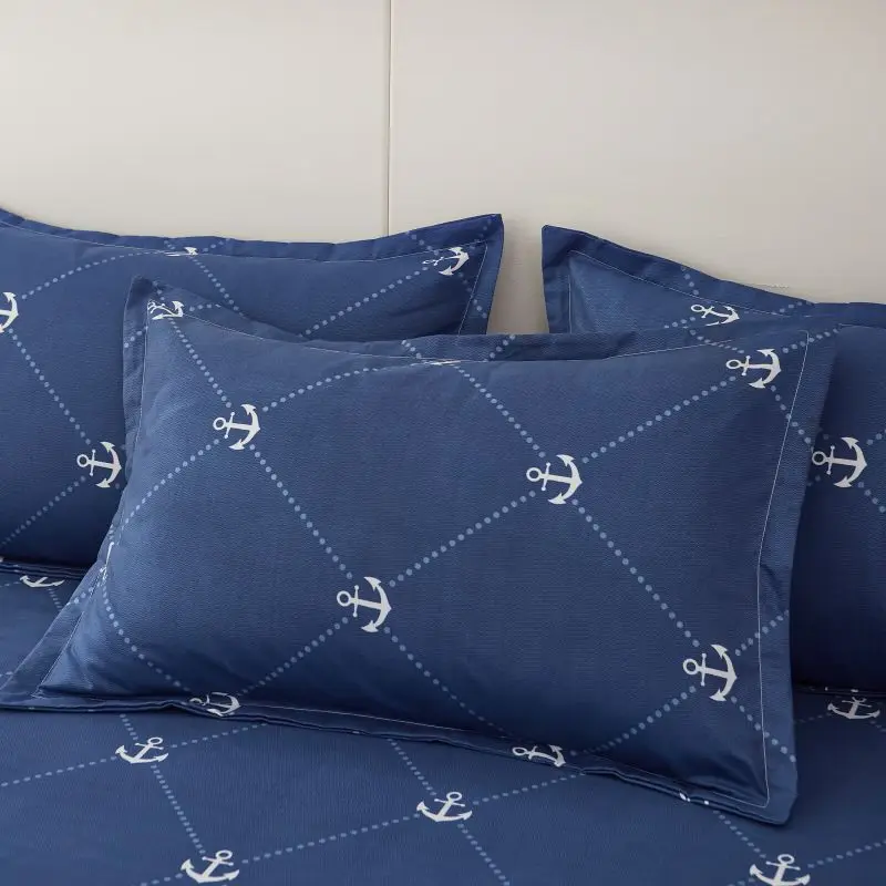 Anchor Bedding Set Ocean Nautical Theme Decor Duvet Cover Sailor Captain Comforter Covers for Kids Boys Bedroom Collection 3 Pcs