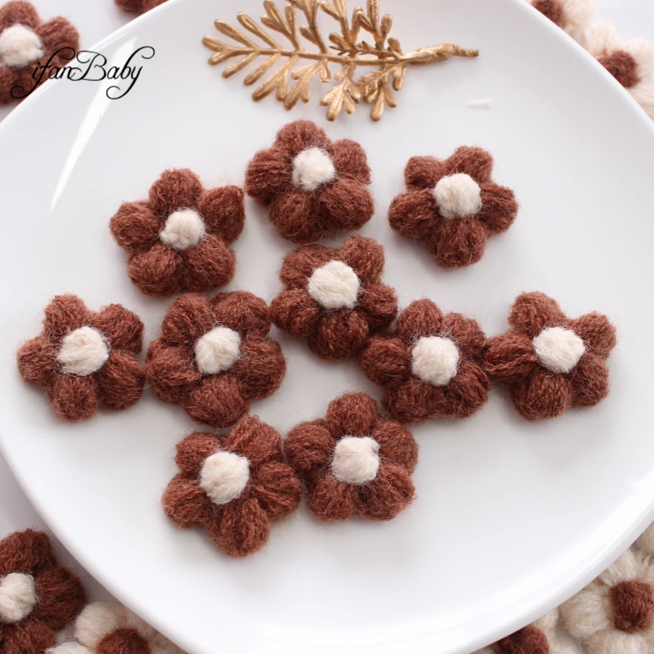 3cm Mini Crochet Hair Flower Hand-knitted Flower Applique  For DIY Kids Girl Hair Clip Hat Headwear Crafts Patches