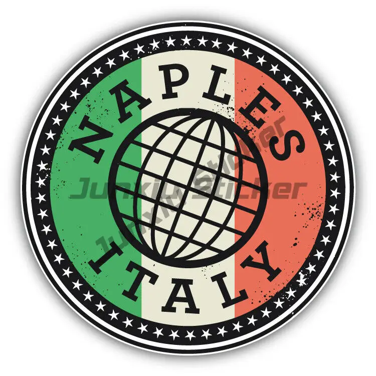 Naples Italian Flag Travel Garbage Stamp Car Bumper Sticker Decal Car Laptop Van Trucks Motorcycle Bumper Window Any Smooth