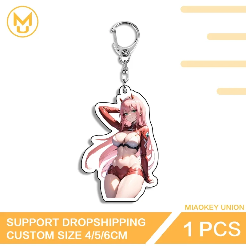 Alluring Zero Two Bikini Waifu Colorful Premium Double Sided Keyring Unisex Hot Selling Creative Personality Amusing Jewelry