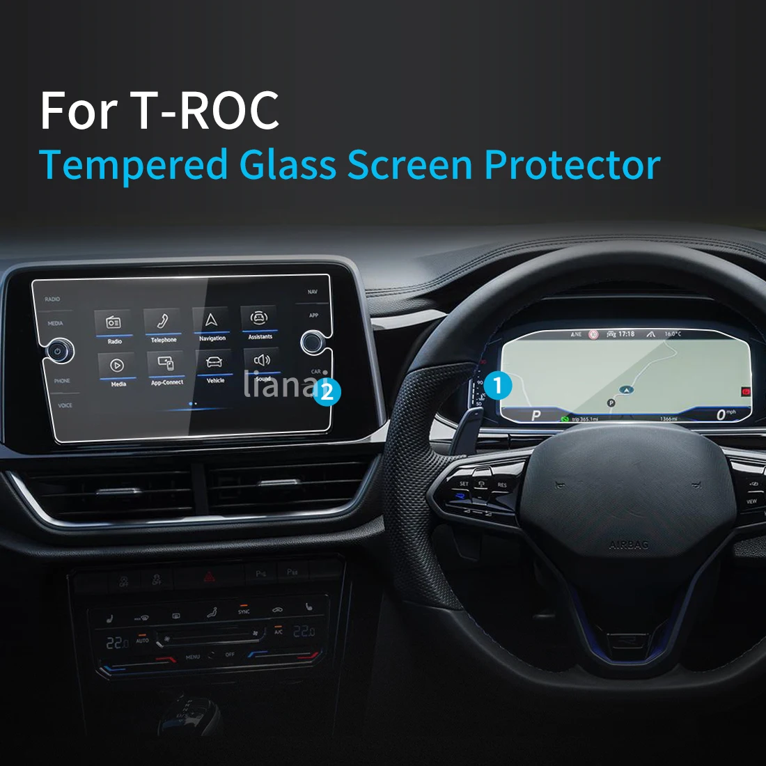 

Screen Protector For VW T-ROC 2023 Car Stickers TROC Display Tempered Glass Protective Film Car Interior Accessories Video GPS