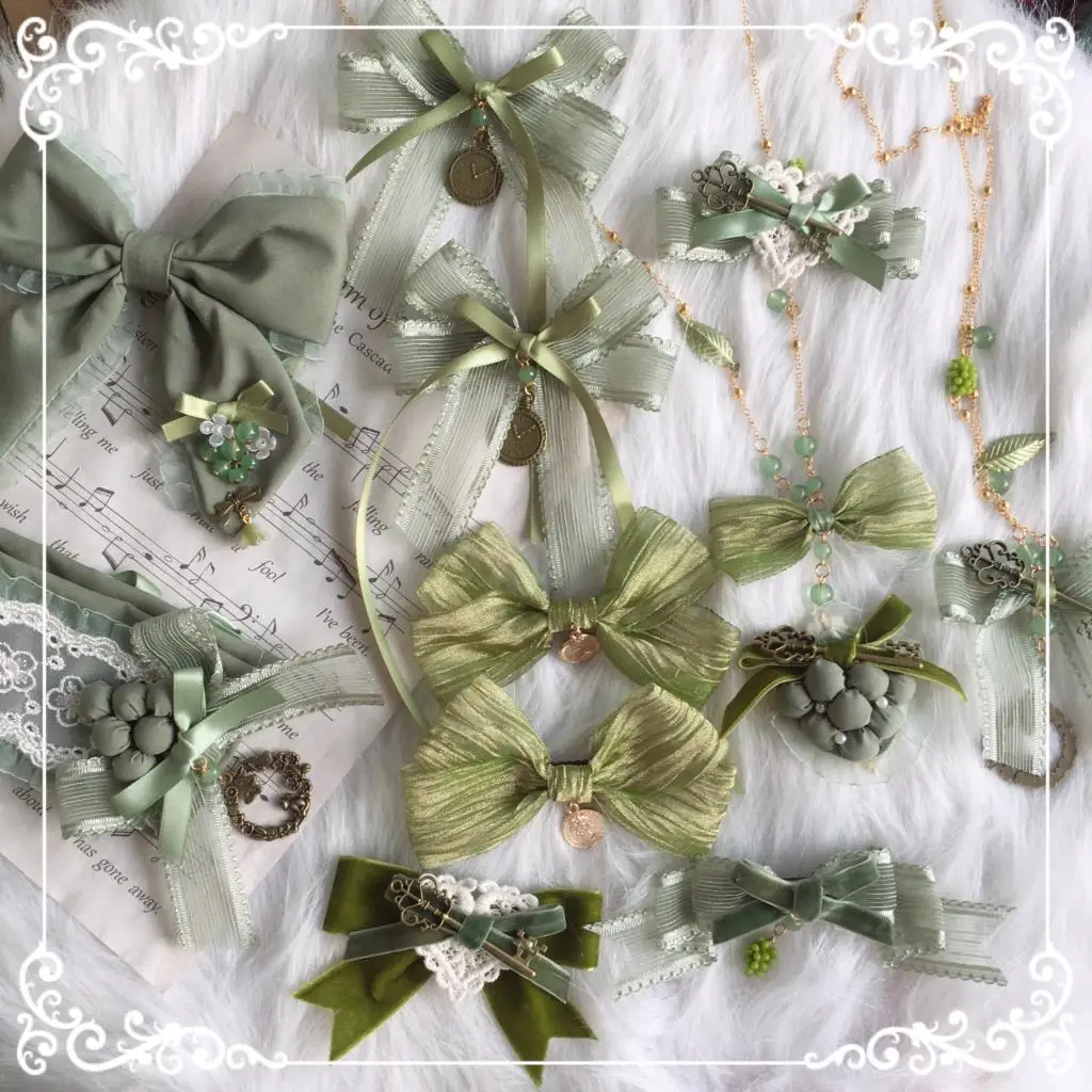 Originele Lolita Element Luval Wijngaard Haaraccessoires Matcha Groene Haarspeldjes Dagelijks Haarband Lolita Stijl