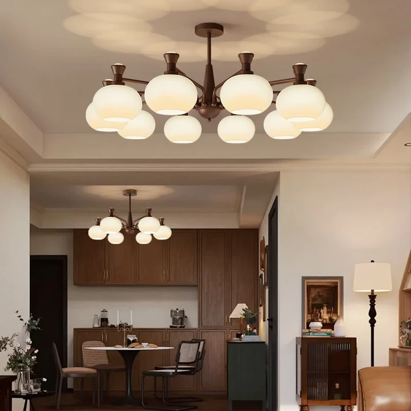 Persimmon living room chandelier American medieval style dining room hall main light French retro Nanyang style bedroom