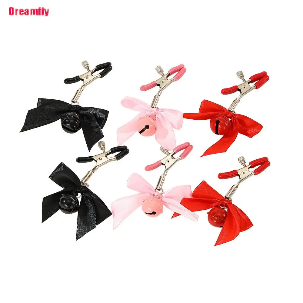 1 Pair Woman Sexy Adjustable Bow Nipple Clamp Breast Bdsm Small Bell Adult Fetish Flirting Teasing Sex Toys For Couples