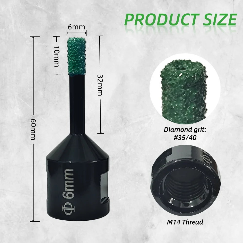 Diamond Drill Bit For Tile Hole Saw Drill Ceramic Granite M14 Thread Drill Bits Tile Tool Diamond Core Bit Dia 6mm Hole Opener