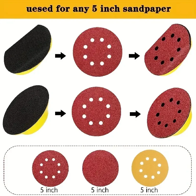 1pc 5 Inch Hook And Loop Hand Sanding Block Sanding Mouse Round Pad Hook Backing Plate For Sanders Polishers For Woodworking