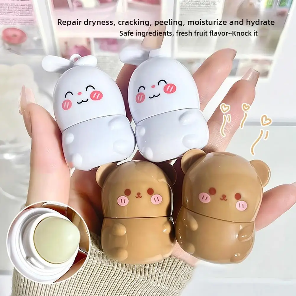 Cute Rabbit Changes Color Lip Balm Ball Dry Lips Lip Moisturizing Power Lip Care Nourishing Repair Lips Cute Bear Balm Ball