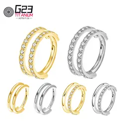 G23 Titanium Hoseshoe Hoop Nose Piercing Ring 16G CZ Hinged Septum Clicker Segment Ear Cartilage Tragus Helix Lip Ring Piercing