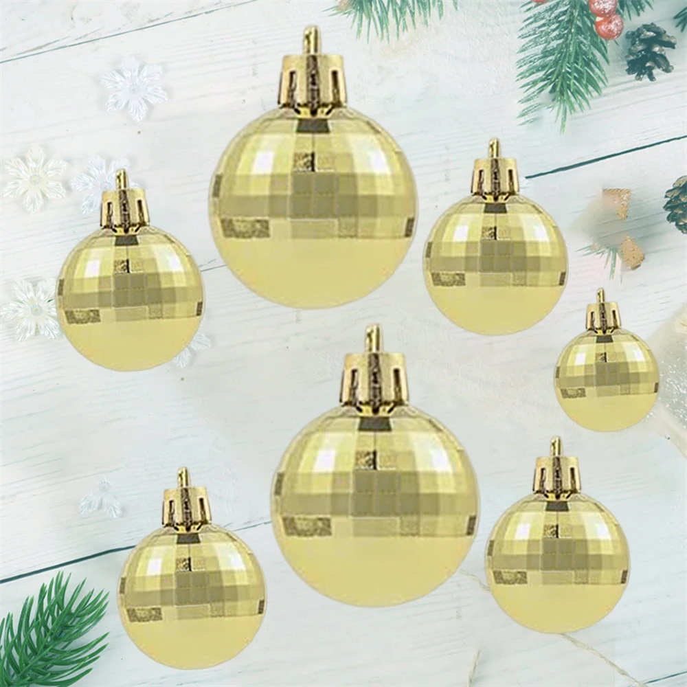 Goldene Kunststoff-Spiegelkugeln, Party-Dekoration, hängende Weihnachtskugeln, Kuchendekoration, Kugel für die Weihnachtsbaumdekoration