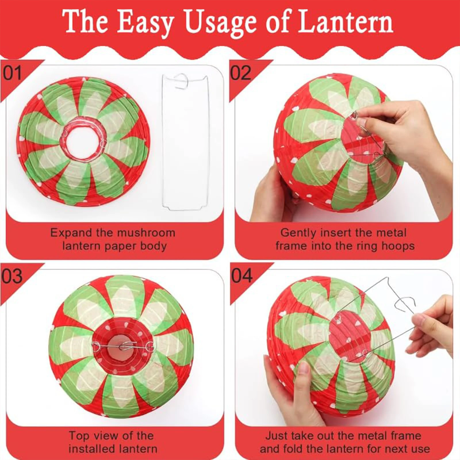 6PCS Strawberry Lanterns for Fruit Themed Party Decor Birthday Strawberry Decorations Party Supplies Hanging Ornaments
