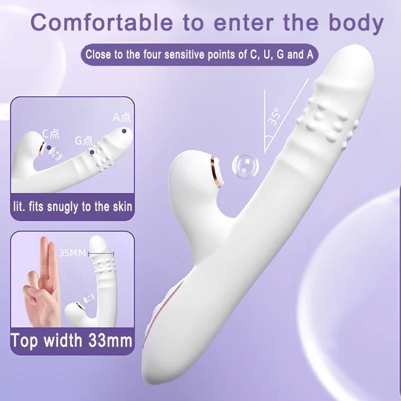 Multifunction Thrusting Dildo  R410 Vibrator with Sucking & Licking Modes Waterproof Heating Vibrator Adult Sex Toys for Women
