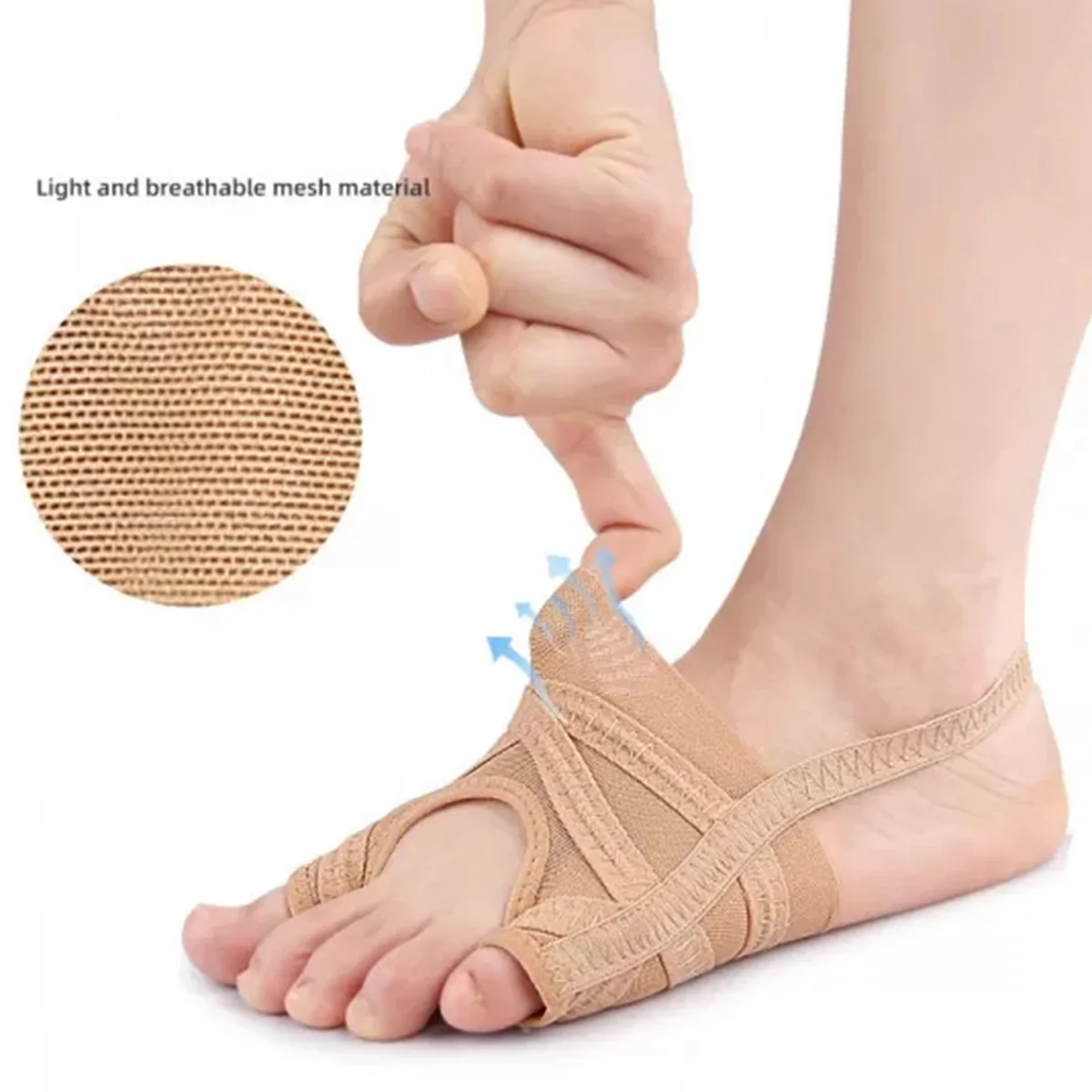 One Pair Mesh Thumb Eversion Big toe Orthosis Set Relieve Foot Pain & Shock Absorption Elastic Force Toe Separator