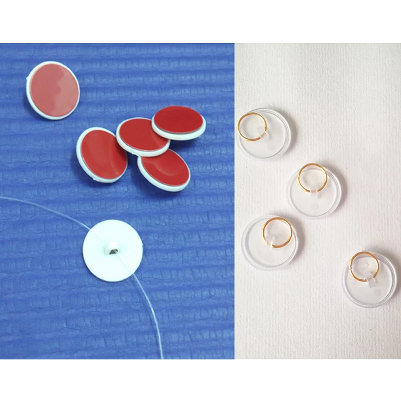 

50pcs of Tiny sticky hooks for hanging objects on Wall or Ceiling, Max 0.7kg/1.5lb, additional an openable ring