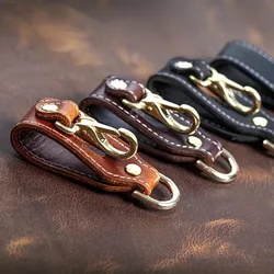 Leather Cowhide Waist Keychain Belt Keychain Accessories Durable Tactical Buckle for Car Keys, Mountaineering, and Rock Climbing