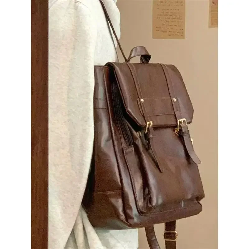 Miyagawa japanische jk Uniform Stil Schul rucksack Frauen 2024 Herbst neue Vintage braune Tasche College Student Klassen zimmer Rucksäcke