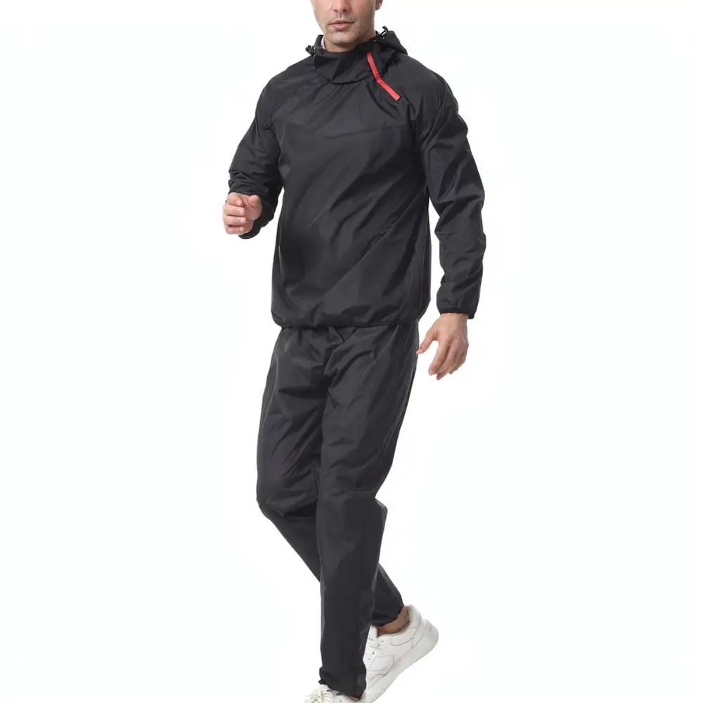 Mens Hooded Sauna Suit For Fitness Sportswear Lightweight Breathable Running Gym Training Exercise Workout Tracksuit