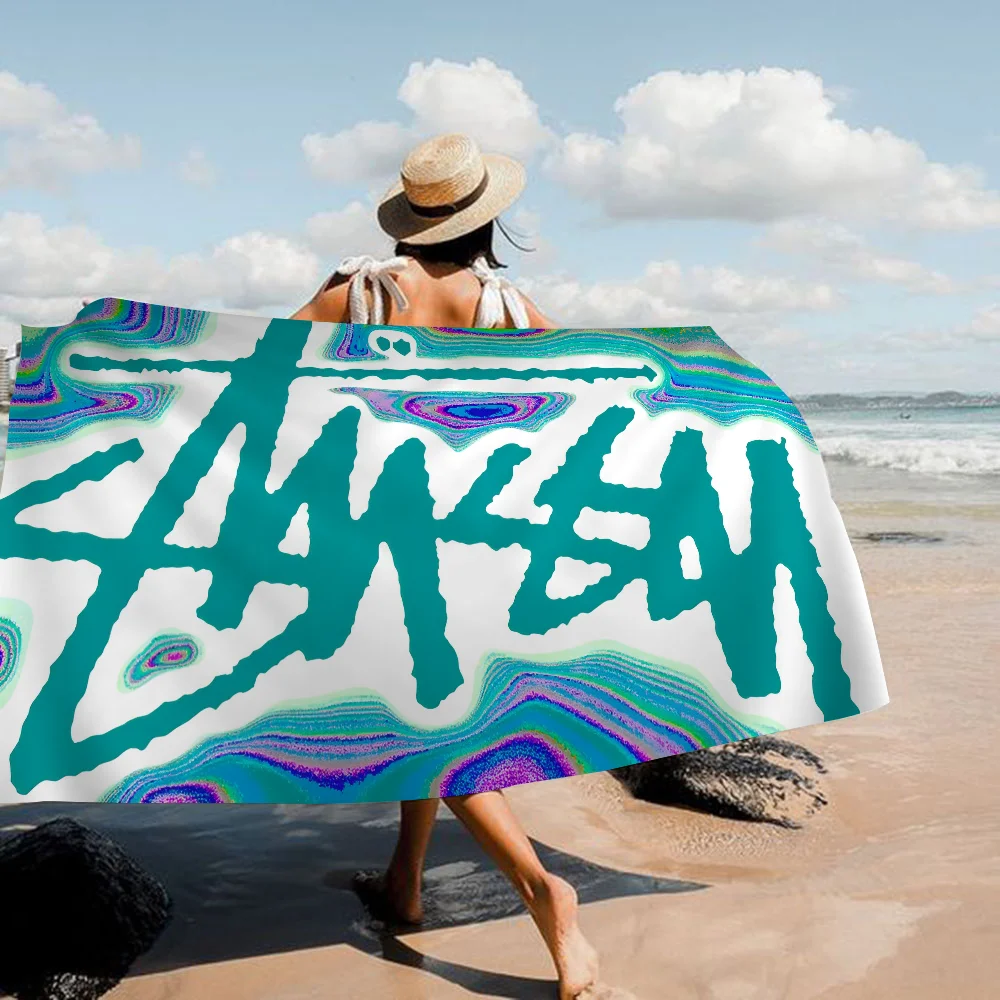 S-Stussy-Logo Towel Microfiber Beach Towel Absorbent Quick dry Soft Yoga Swimming Resort Mountain Climbing Towel