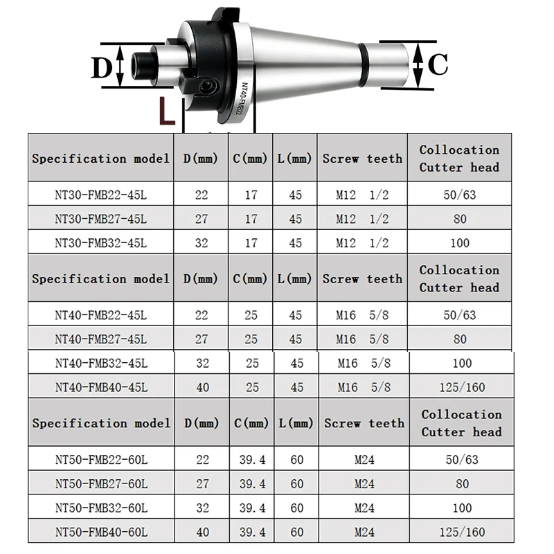 NT FMB ISO30 ISO40 NT30 NT40 FMB16 FMB22 FMB27 FMB32 FMB40 nt fmb face milling tool holder CNC milling machine tool tool holder