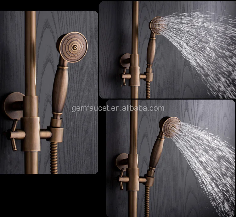 Exposed Wall Mount Antique Shower Column Set