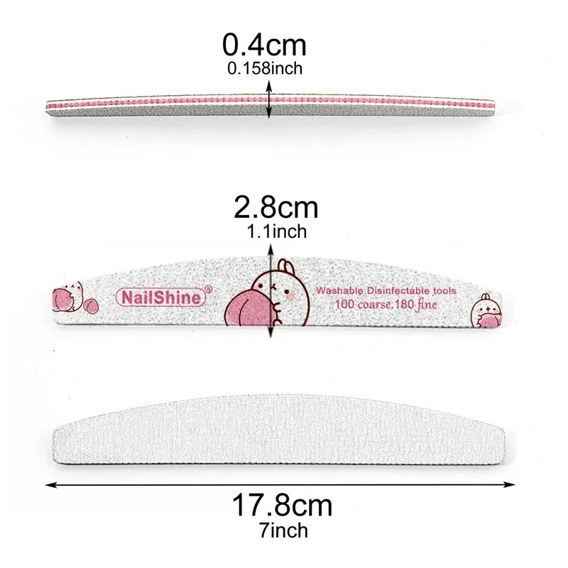 10 Pcs/Lot Professional Nail Files Buffer 100/180 Limas Manicura Block Grey Boat Gel Polishing Acrylic Sanding Nail File Kit image 6