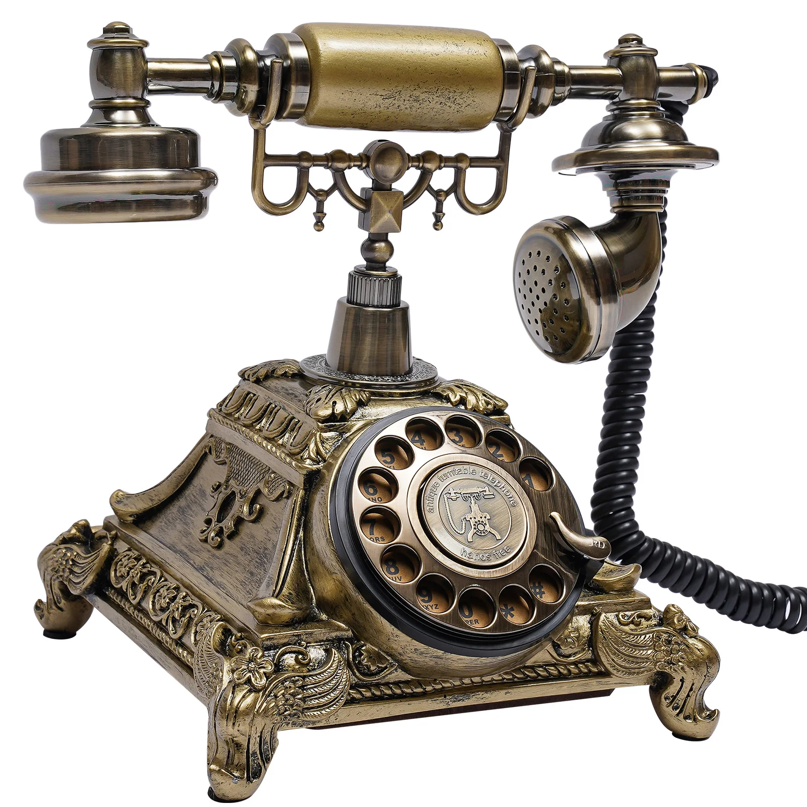 

Antique Telephone Desk Phone Old Fashioned Rotary Dial Telephone Corded Vintage Style Home Desk Retro Ornaments Gold