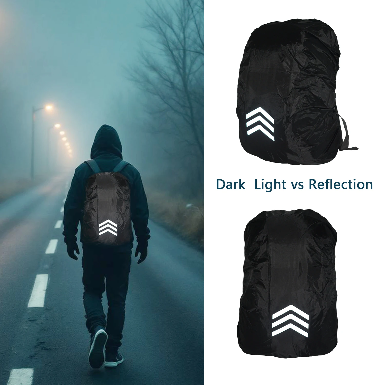 10-55L Waterproof Backpack Case, Reflective Bag Rain Cover, Protector for Backpacks, Water Proof Pack Travel Cover, Black Red