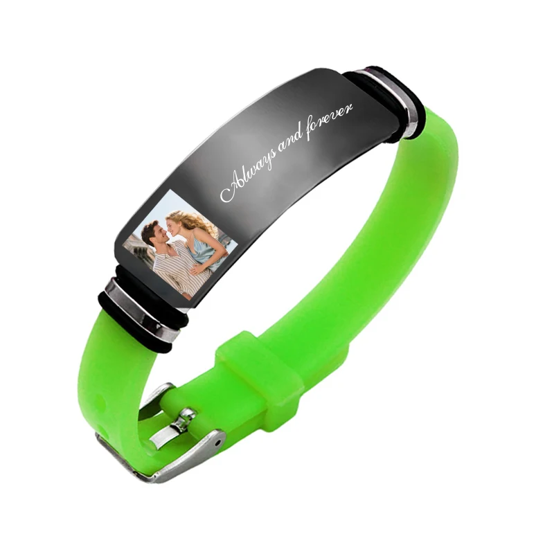 Customized Photo Text Bracelet, Personalized Silicone Wristband