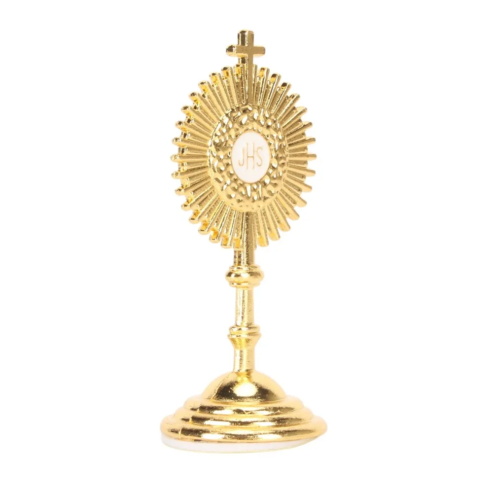 Table Ornament Gold Catholic Table Decoration Alloy Religious Ornament Small Metal Standing Cross Standing Crucifix Home Chapel