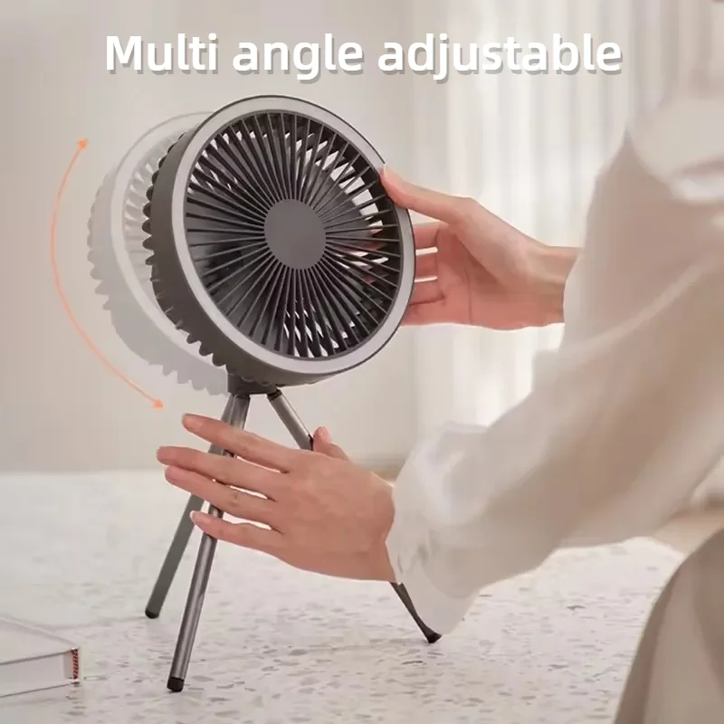 مروحة تخييم ترايبود محمولة ، قابلة لإعادة الشحن USB ، متعددة الوظائف ، خيمة صغيرة خارجية ، سقف لاسلكي ، مروحة كهربائية ، مللي أمبير ، جديدة ،