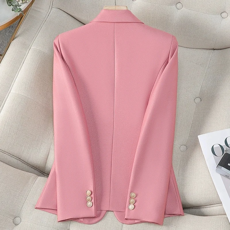 Printemps automne femmes costume veste nouveau bouton unique à manches longues rose noir Blazers femme haut décontracté dame bureau costume d'extérieur