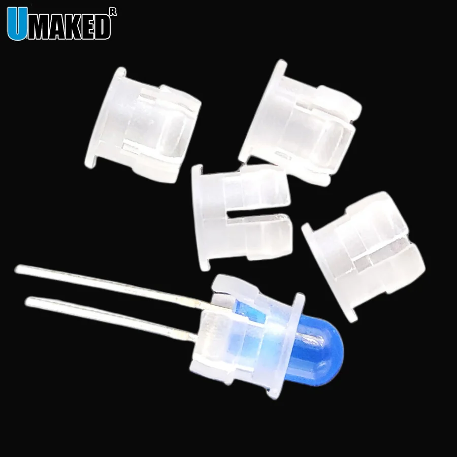 100Pcs White Plastic 3mm 5mm LED Holder Socket Clip Bezel Light Emitting Diode Lamp Base Cover Plastic Display Blub Cup Case