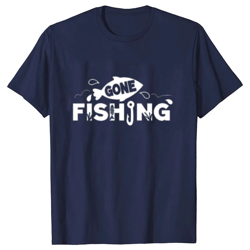Neues Lustiges Gone Fishing Aufdruck T-Shirt Kurzarm O-Ausschnitt Locker Sitzend Herren Damen Sommer Cooles T-Shirt Unisex Tee Shirt Tops Kawaii Kleidung – Detail 5