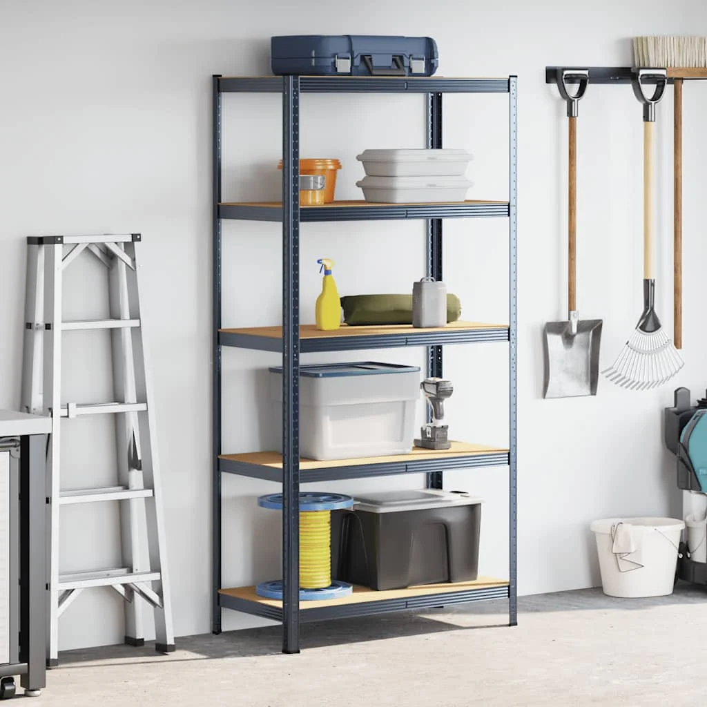 5 Tiers Storage Shelf Steel and Plywood Anthracite Adjustable Shelves,Storage Room, Garage for Home Office 100 x 50 x 198 cm