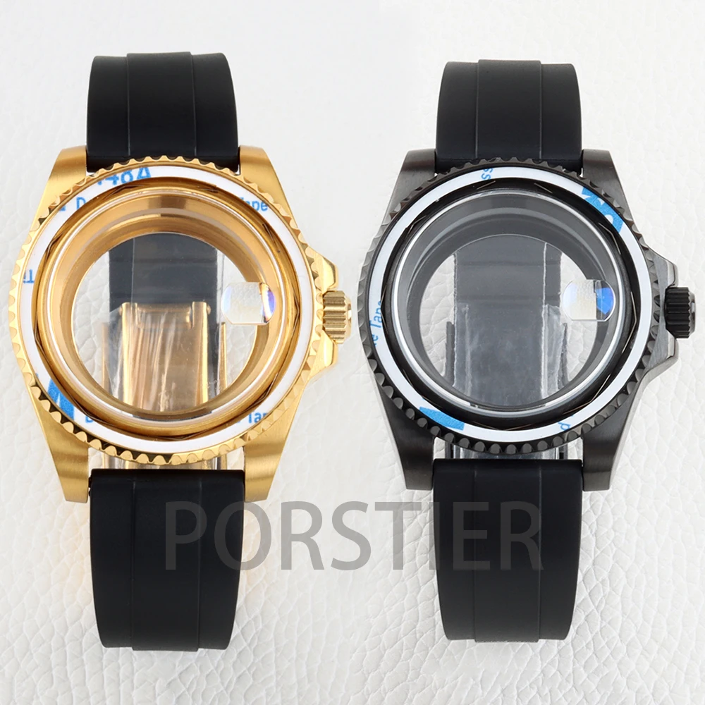 

40mm NH35 Case No Bezel Stainless Steel Sapphire Glass Rubber Strap for Submariner NH34 NH35 NH36 NH38 Movement 100m Waterproof