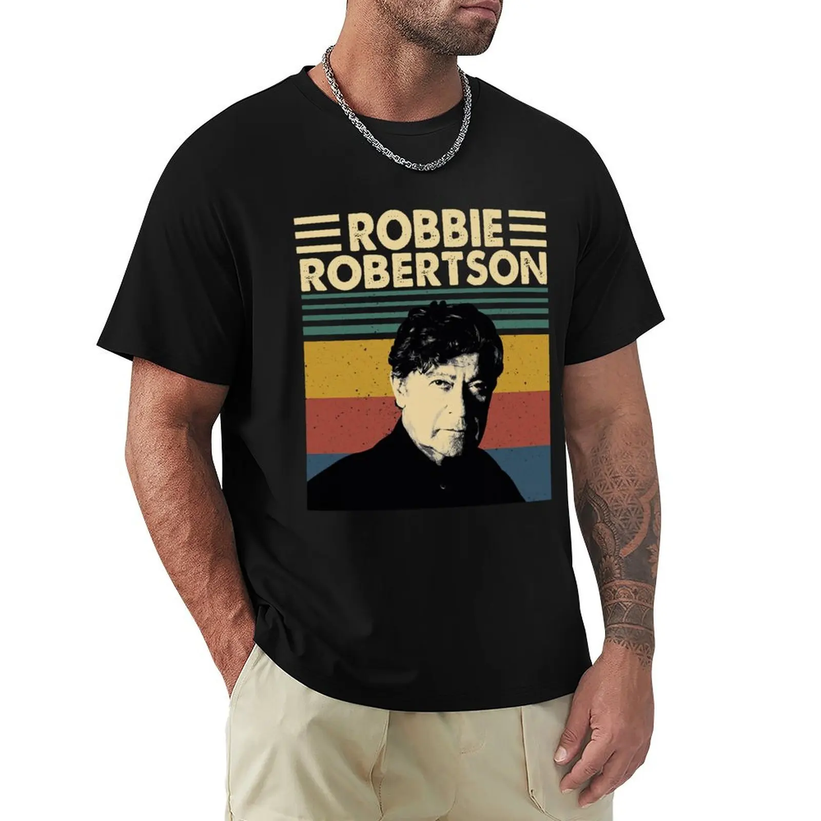 Robbie Robertson Retro Vintage T-Shirt Plus Size Summer Casual T-Shirt