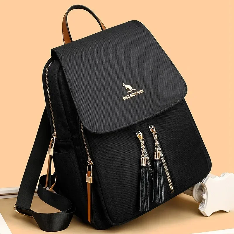 Hot Selling Solid Color Zipper Oxford Fashionable Women's Backpack 2025 New Versatile Commuting Large Capacity Soft Backpack