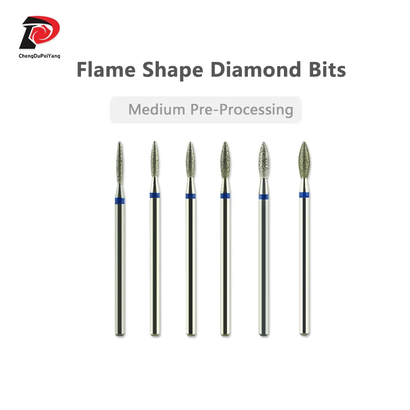 Flame Shape Diamond Bits Electric Manicure Accessory Medium Uñas Accesorios Y Herramientas/Nail Accessories 네일 비트 윌슨 비트