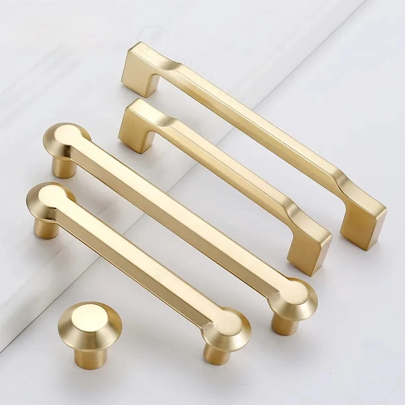 Modern Gold Cabinet Handle Furniture Door Knob Simple Alloy Hardware Zinc Alloy Pulls for Kitchen Bedroom Wardrobe Drawer