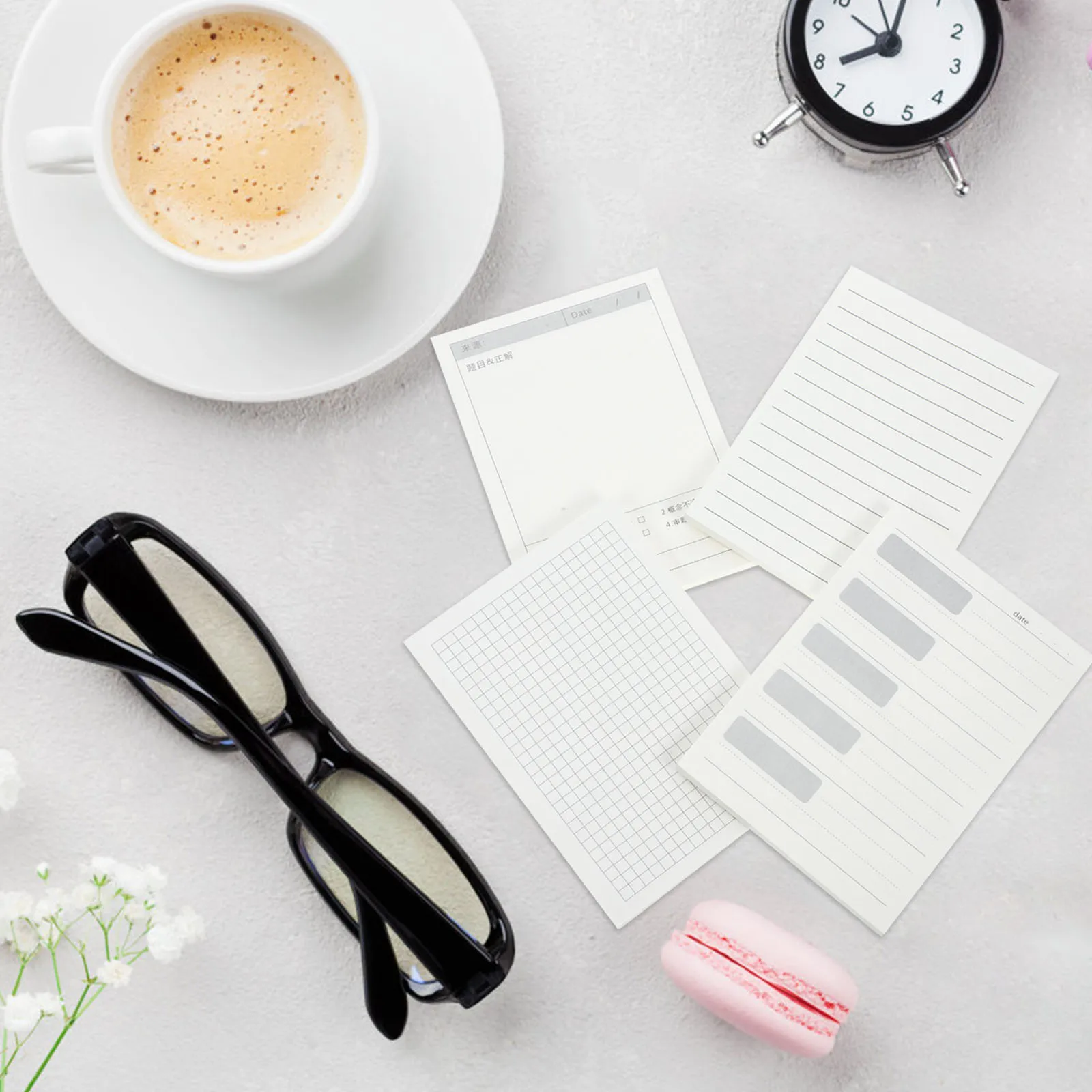 

4pcs Pad Tabs Notepad Book Tear off Self adhesive Memo Stickers Grid Lines Words Planner Schedule Important